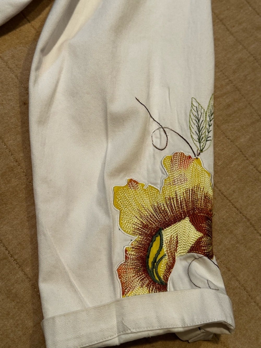 White Embroidered Floral Jean Jacket - Picture 13 of 16